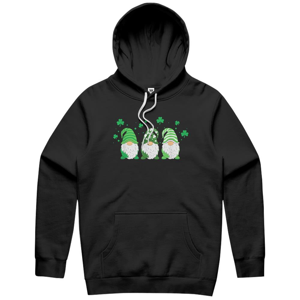 Cute Gnomes Holding Shamrock Leopard Plaid St Patrick’S Day Hoodie