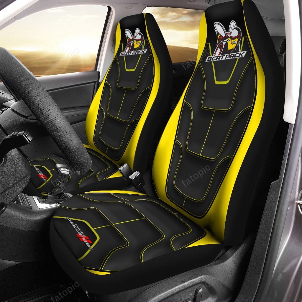 Dodge Challenger NCTHL Car Seat Cover (Set of 2) Ver4 (Yellow) VMTee