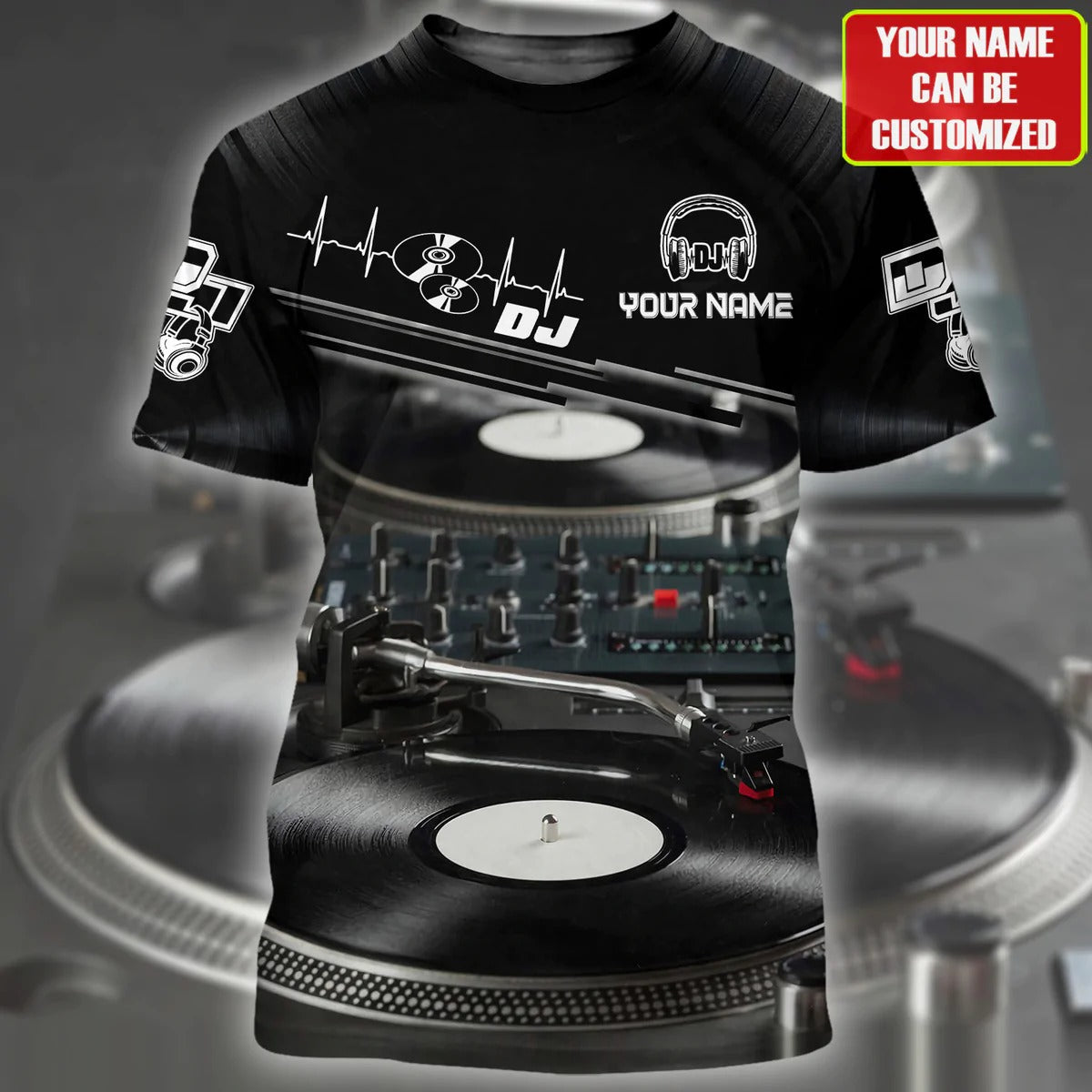 3D Printed Black Dj Shirt, Edm Dj Club Uniform, Dj Tshirt