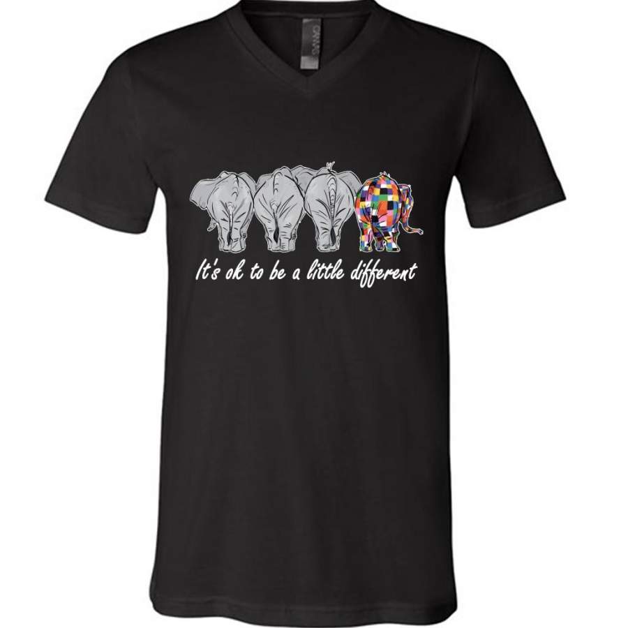 It’s Ok To Be A Little Different, Elephant Design – Canvas Unisex V-Neck Shirt