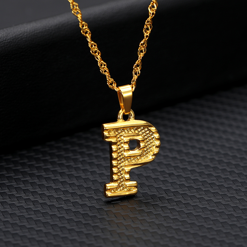 A-Z Letter Initial Necklaces For Women Men Gold Color Stainless Steel Necklace Pendant Jewelry Male Female Neck Chain Collier alx