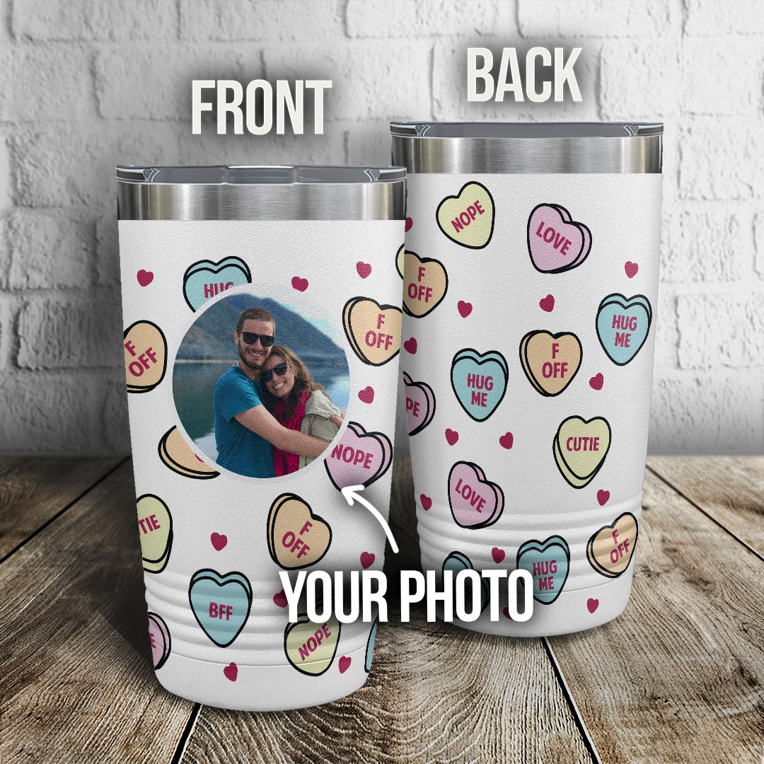 Candy Hearts Personalized Color Printed Tumbler