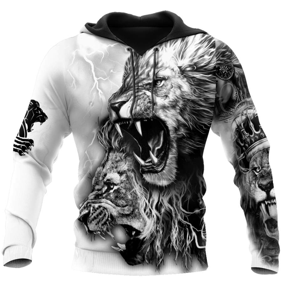 White Lion Tattoo 3D All Over Printed Shirt for Men and Women