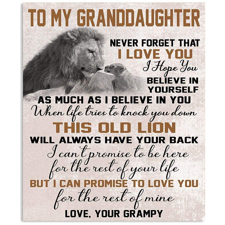 This Old Lion Will Always Have Your Back Lovely Message From Grampy Gifts For Granddaughters Vertical Poster