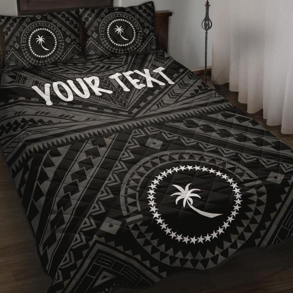 Chuuk Custom Personalised Quilt Bed Set – Chuuk Seal With Polynesian Tattoo Style ( Black)