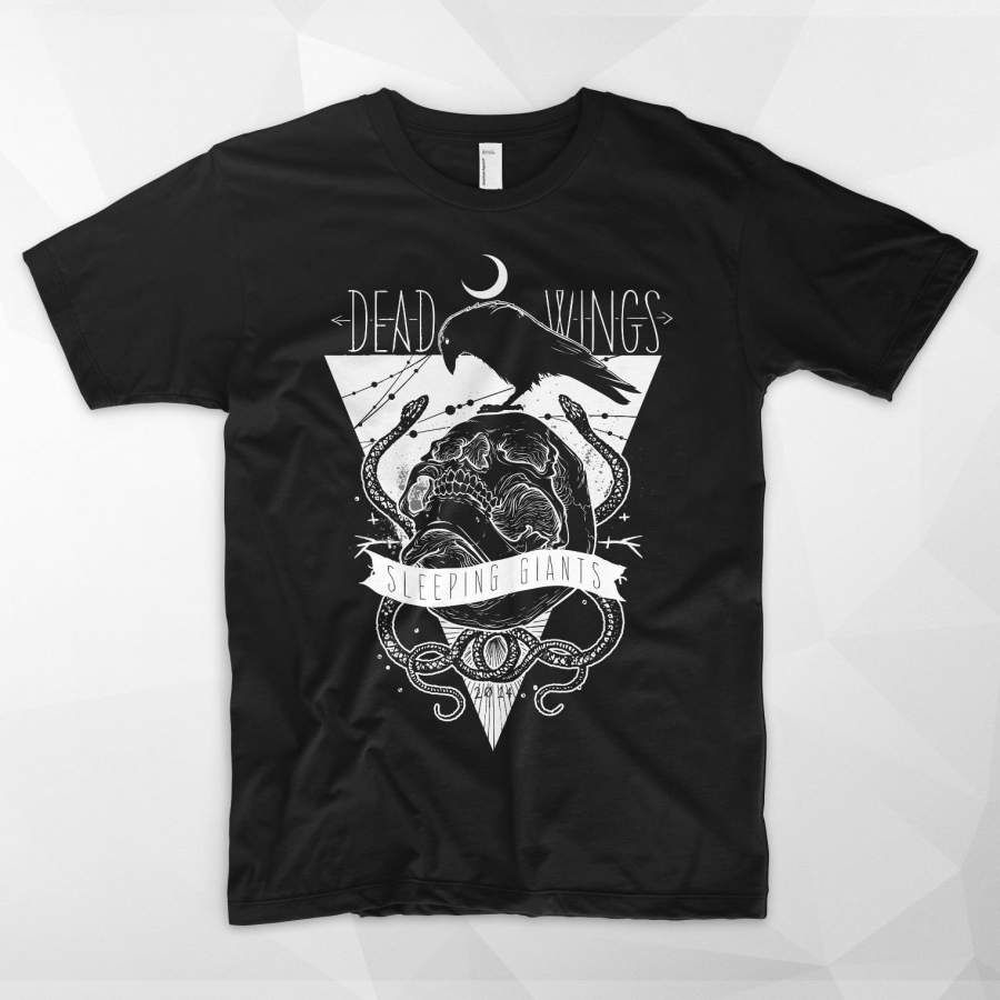 Dead Wings Skull T Shirt Raven Snakes Moon Death Night Vikings Rock Metal Tee