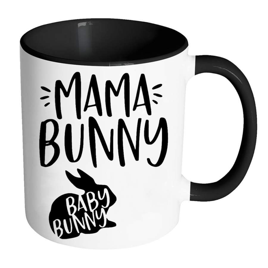 Mama Bunny Baby Bunny (w) – Full-Wrap Coffee Colors Accent Mug