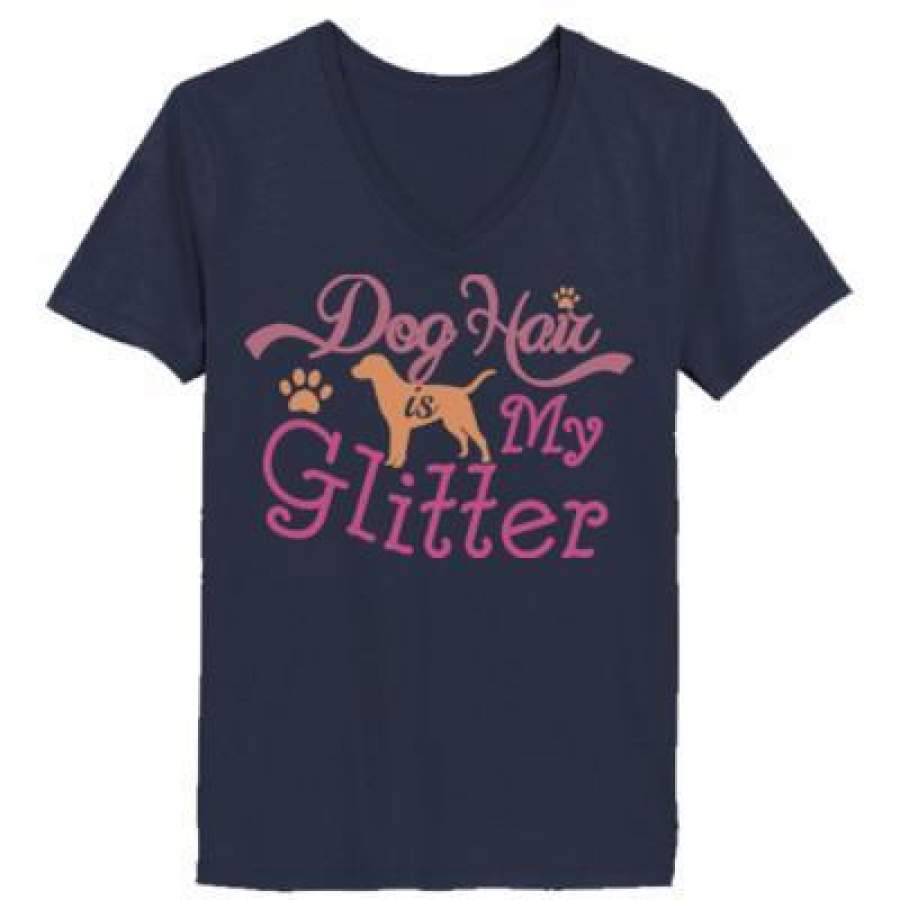 AGR Dog Hair Is My Glitter Dog Groomer – Ladies’ V-Neck T-Shirt