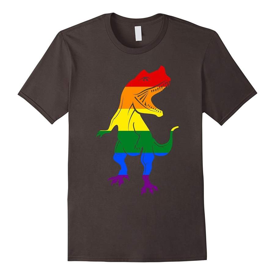 Cheap Summer Short Sleeve Gay Pride March Shirt – Funny Rainbow Dinosaur Tshirt