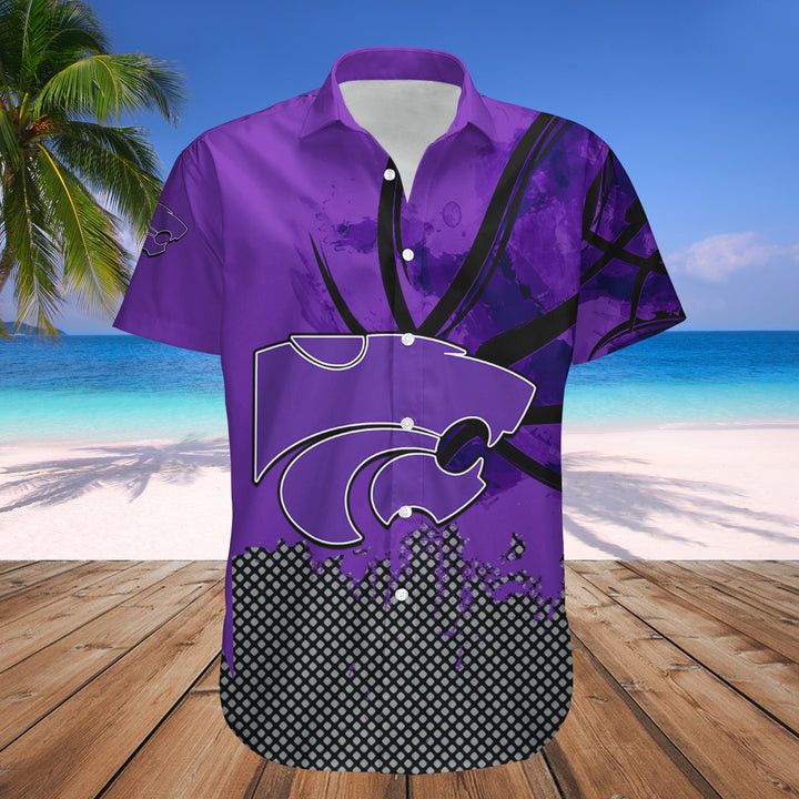 NCCA Kansas State Wildcats Custom Text Number Purple Grunge Trendy Hawaiian Shirt Aloha Shirt