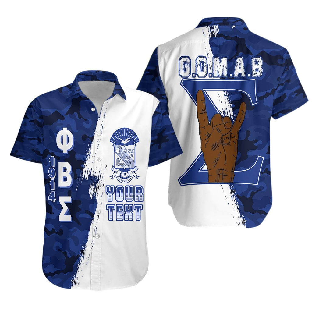 Fraternity Shirt – Personalized Phi Beta Sigma Gomab Short Sleeve Shirt Camouflage Pattern