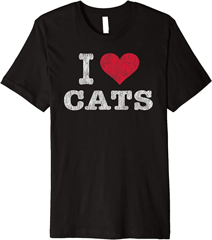 Vintage I Love Cats T-Shirt Funny Gift