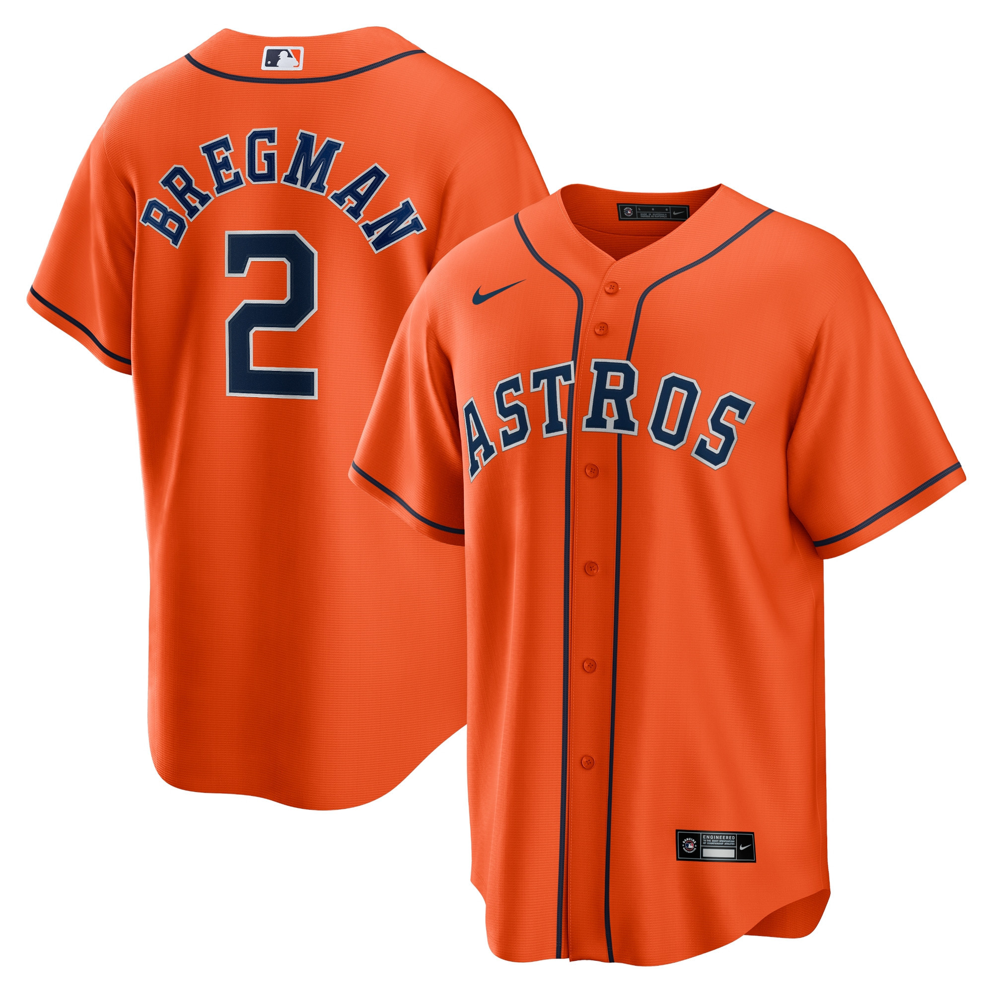 Alex Bregman Houston Astros Alternate Replica Player Name Jersey – Orange MLB