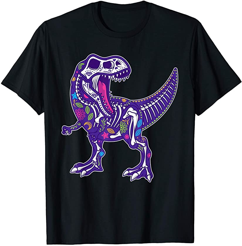 Sugar Skull Dinosaur Calavera Dia De Los Muertos Halloween T-Shirt