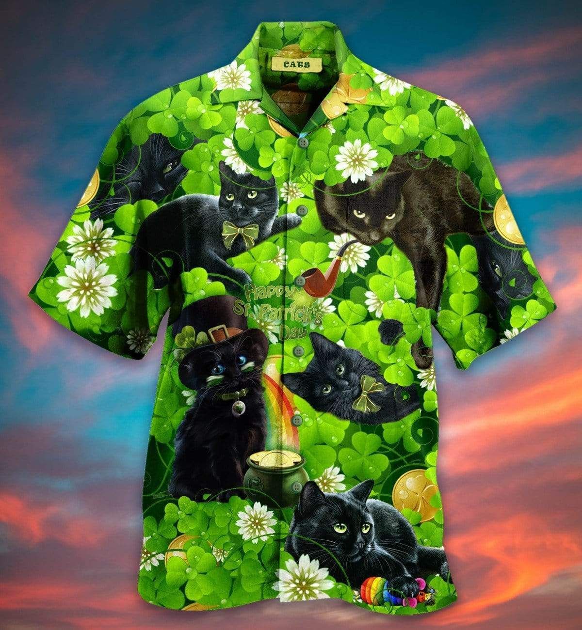 Get Now Irish Black Cat So Cute St Patricks Day Aloha Hawaii Shirts For Men And Women Ha76341