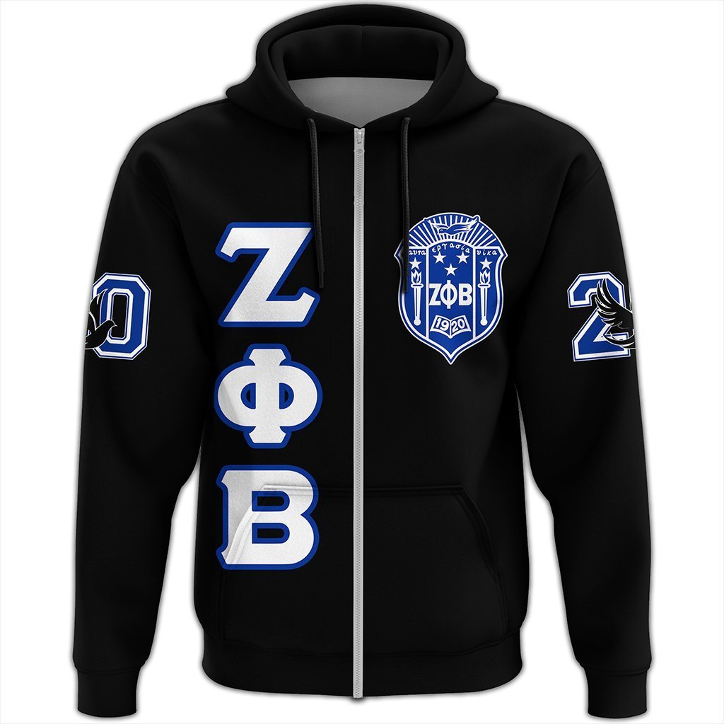 Sorority Hoodie – Zeta Phi Beta Letters Zip Hoodie