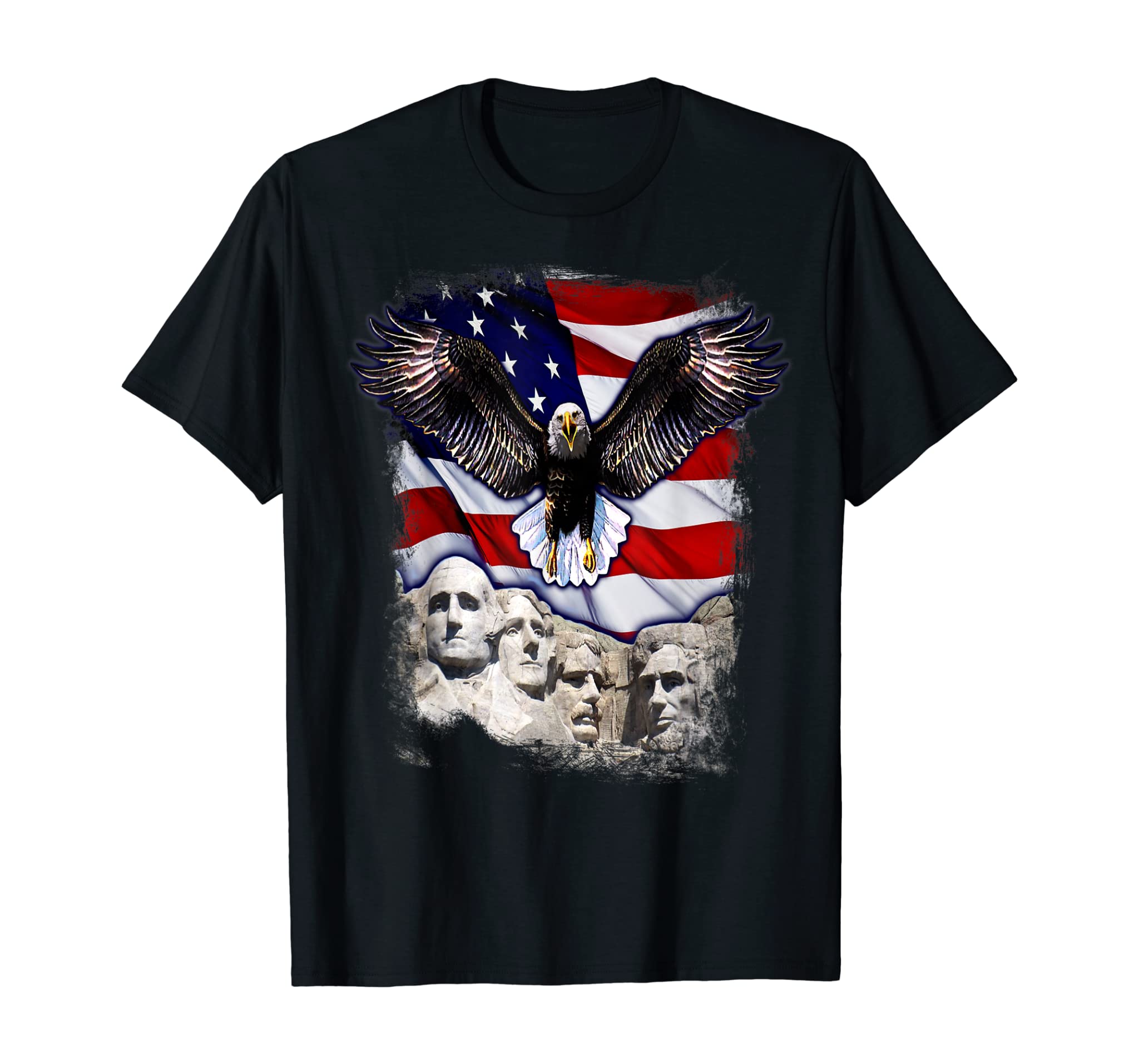 4th Of July American Bald Eagle Mount Rushmore ‘Merica Flag T-Shirt