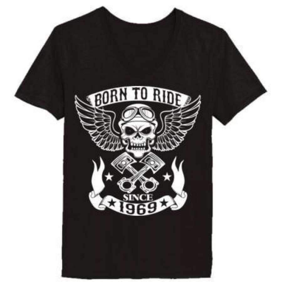 AGR Born To Ride Since 1969 – Ladies’ V-Neck T-Shirt