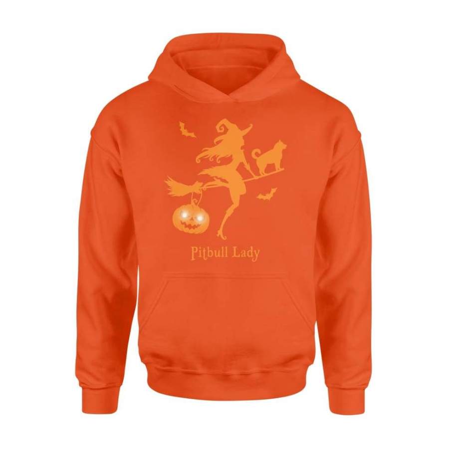 Pitbull Lady Driving Broomstick Halloween Costume Shirt Gift – Standard Hoodie