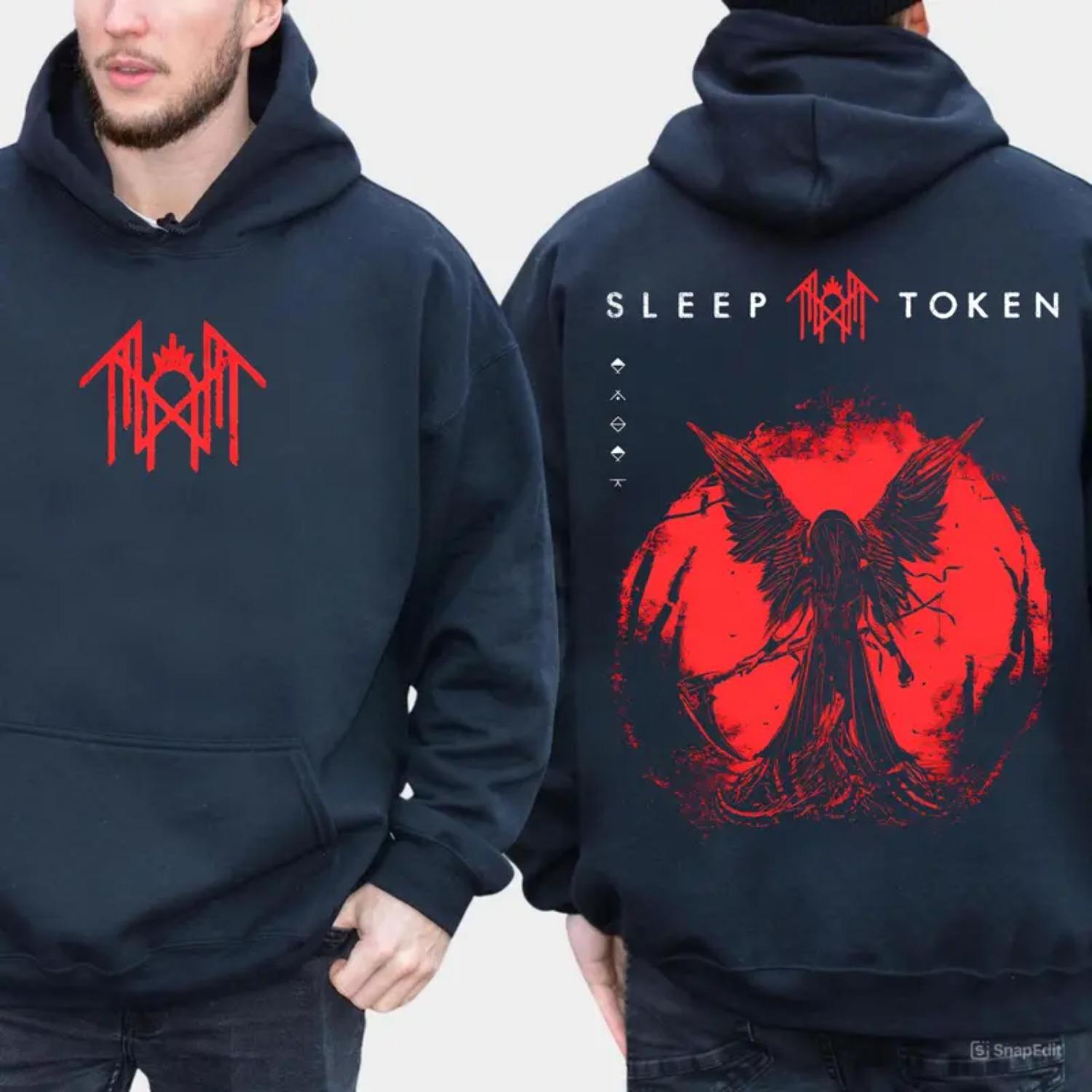 Sleep Token Red Reaper Angel T-Shirt Hoodie 2Sides Cotton Father’s Day Gift, Trend Sleep Token Music, Gift for Dad, Gift for Father, Gift for Her Gift for Mom KrystalONan