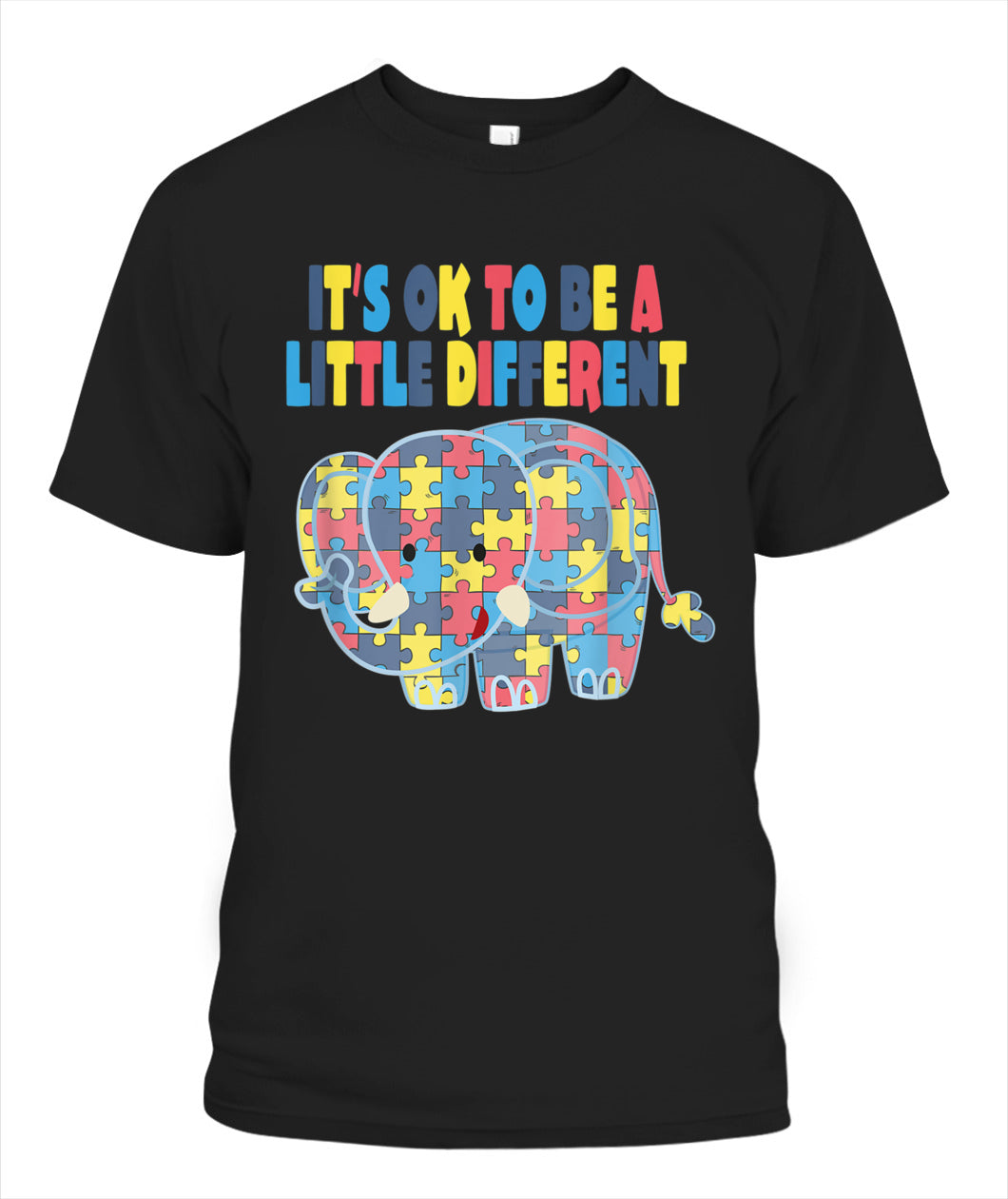 Aneisha Autism Awareness Elephant Advocacy Quotes Sayings Unisex T Shirt – Black