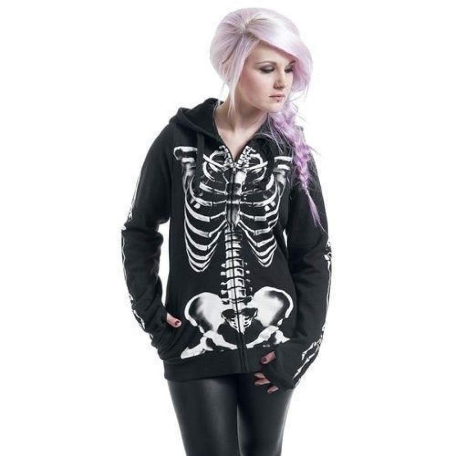 Skull Skeleton Print Long Sleeve Hoodies