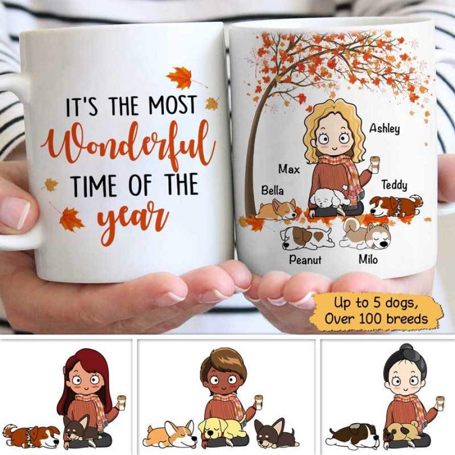 Fall Season Most Wonderful Time Of The Year Dog Personalized AOP Mug