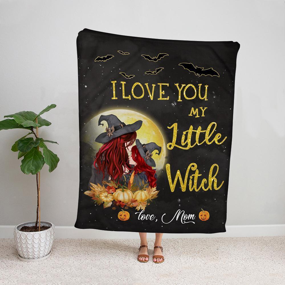 Halloween Witch Mom I Love You My Little Witch Pumpkin Night Fleece Blanket, Blanket Sofa Bed