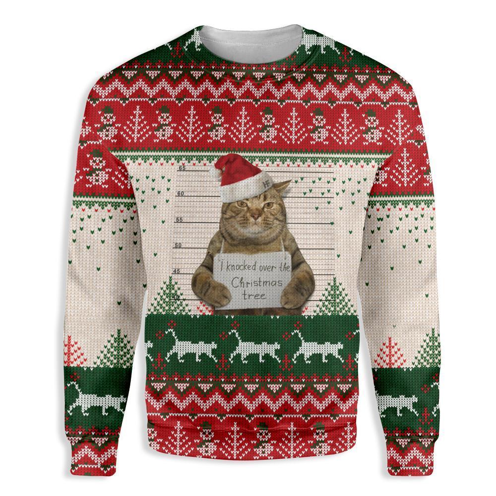 Cat Prisoner I Knocked Over The Christmas Tree Ugly Christmas Sweater | Unisex | Adult | Us3164