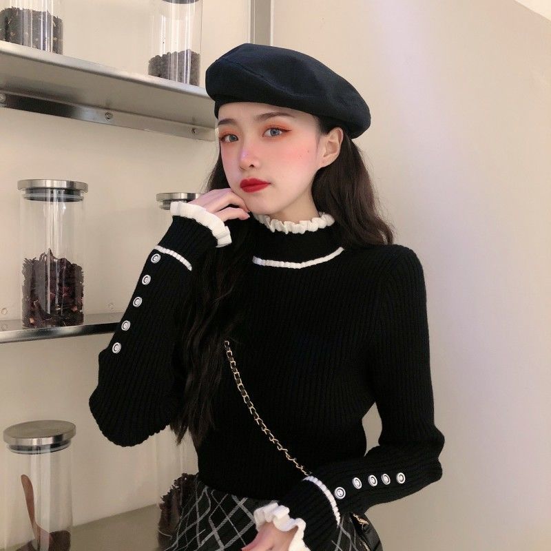 Woman Sweaters Pull Hiver Women’s Turtleneck Sweater Autumn and Winter Slim-Fit Sweater Top Femme Chandails alx