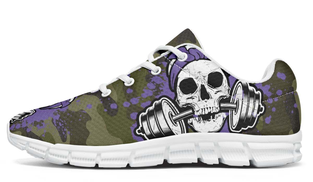 Camo Purple Splat Skull Breathable Sneakers Custom Shoes V113