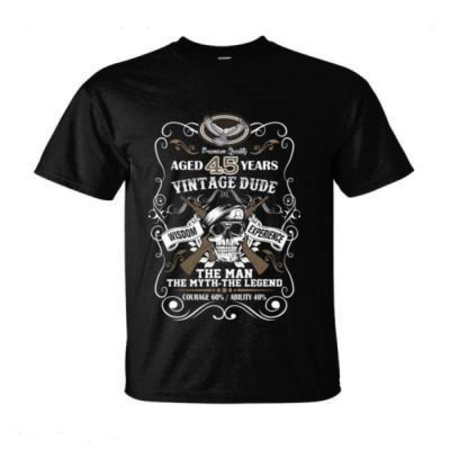 AGR Aged 45 Years Vintage Dude Wisdom Experience The Man The Myth The Legend Courage 60% Ability 40% – Ultra-Cotton T-Shirt