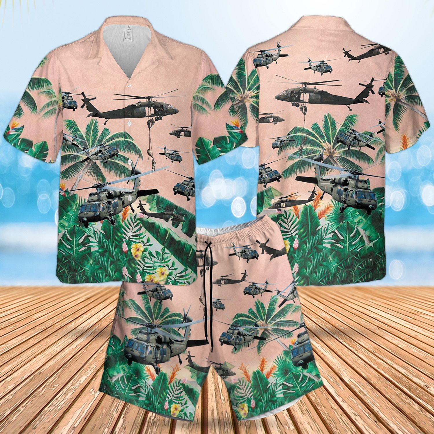 Us Army Sikorsky Black Hawk Tan Amazing Design Unisex Hawaii Shirt For Men And Women Ha55278