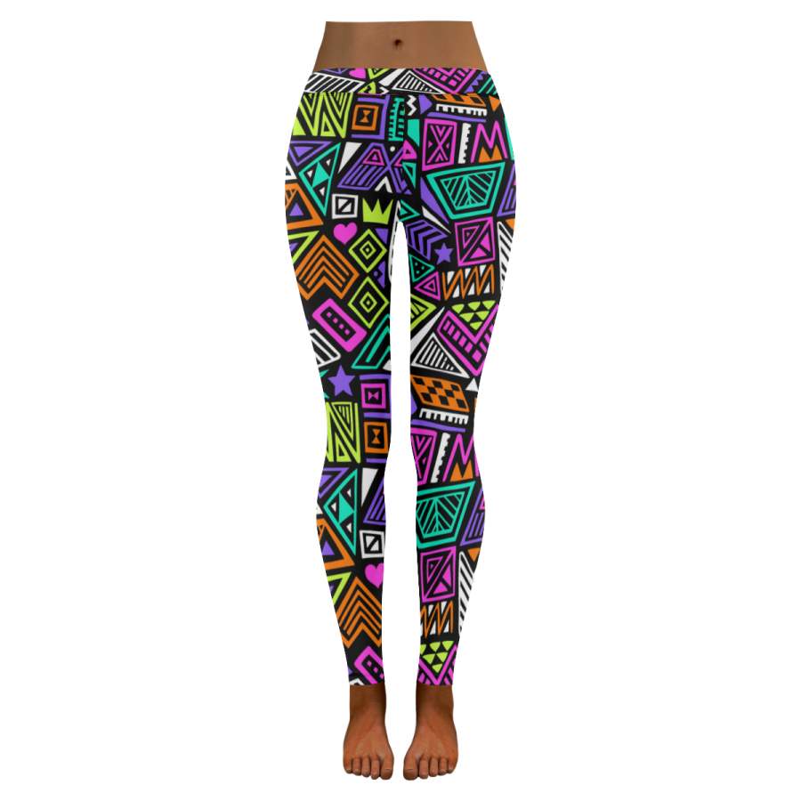 African Print ,Dashiki ,Adinkra ,Kente PatternLow Rise Leggings (Invisible Stitch) S3