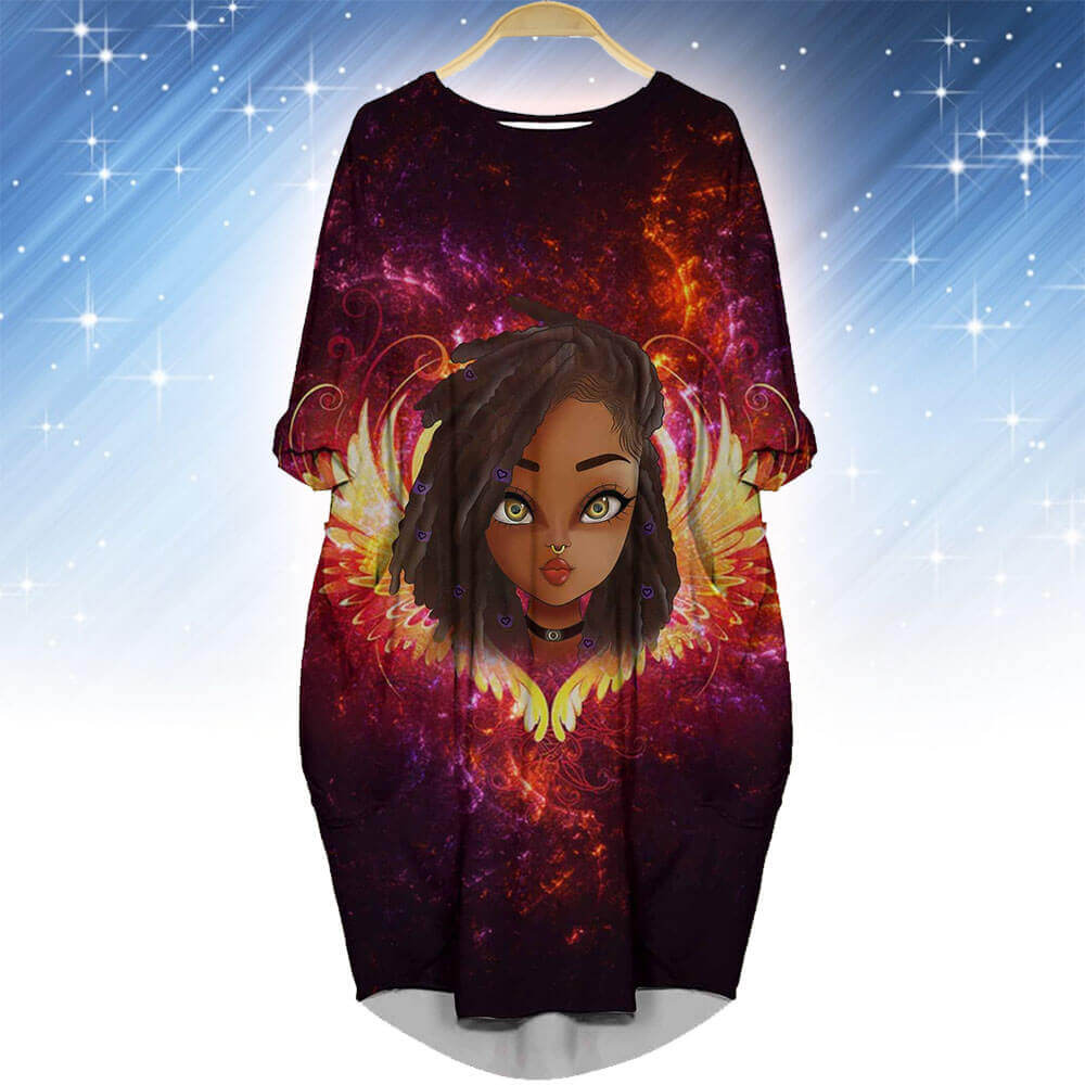 Afrocentric Dress Pretty Afro Girl Long Sleeve Pocket Dress African Dresses For Women WBG33104