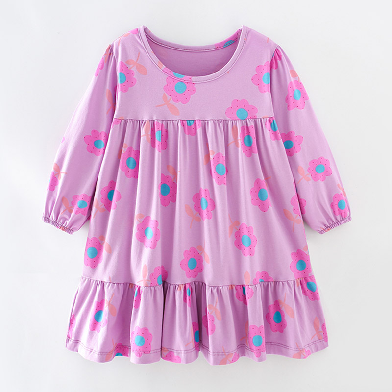 Brand Quality 100% Combed Cotton Dress Children Clothing Infant Kids One-piece Dresses for Girls Spring Autumn Baby Girl Clothes alx