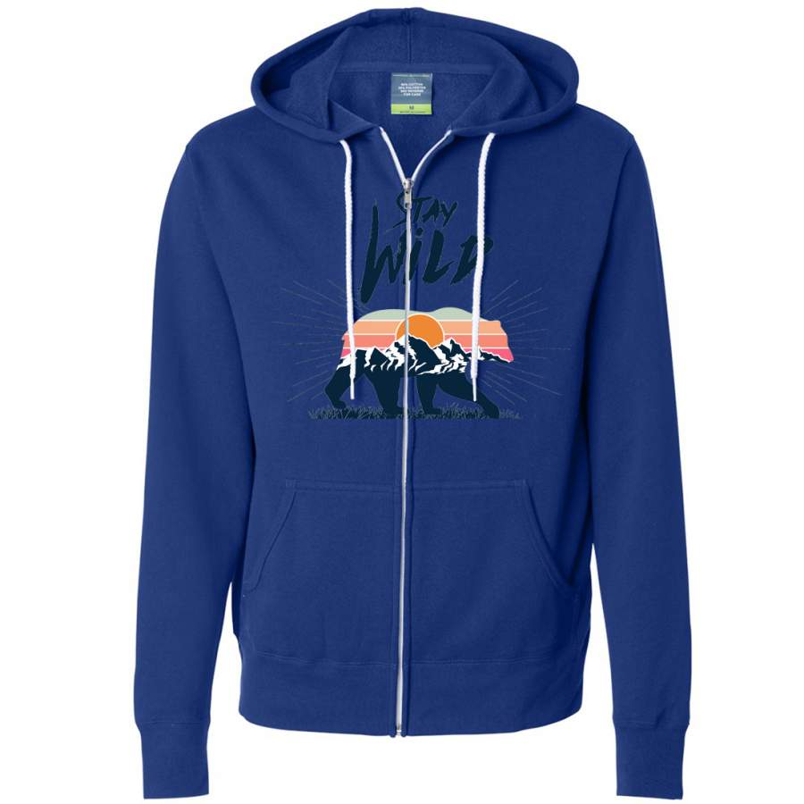 Stay Wild Sunset Bear Zip-Up Hoodie