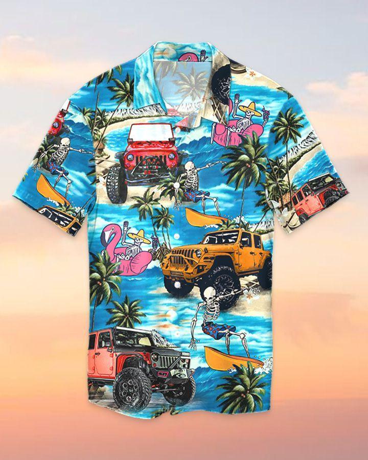 Hawaii Aloha Shirt Made In Jeep Skull Surfing Ha32776