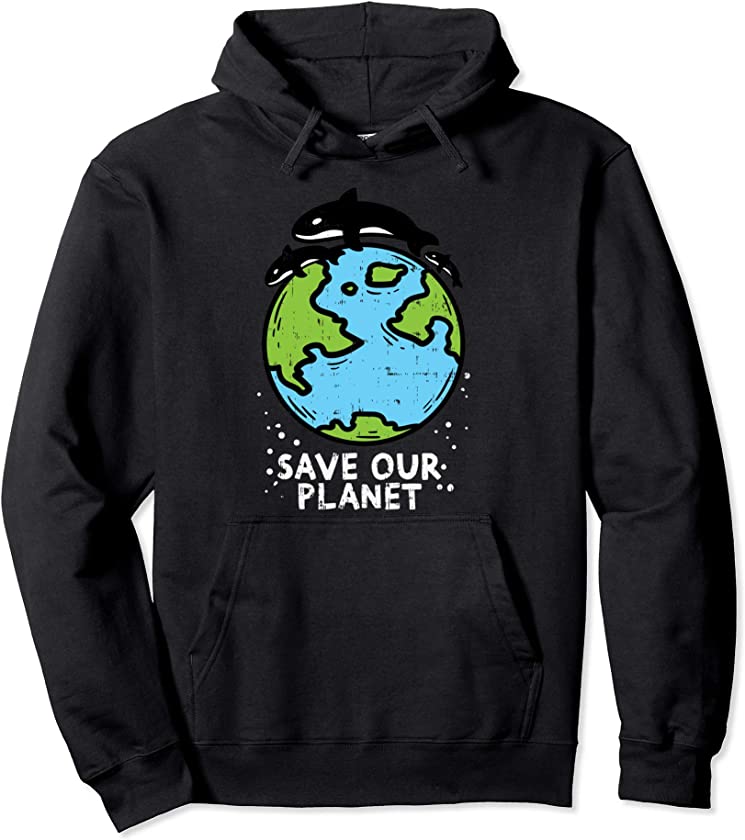 Save Our Planet Orca Cute Earth Day 2020 Animal Lover Gift Pullover Hoodie