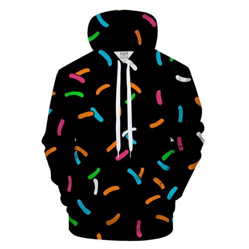 Black Colorful Sprinkles Print Hoodie