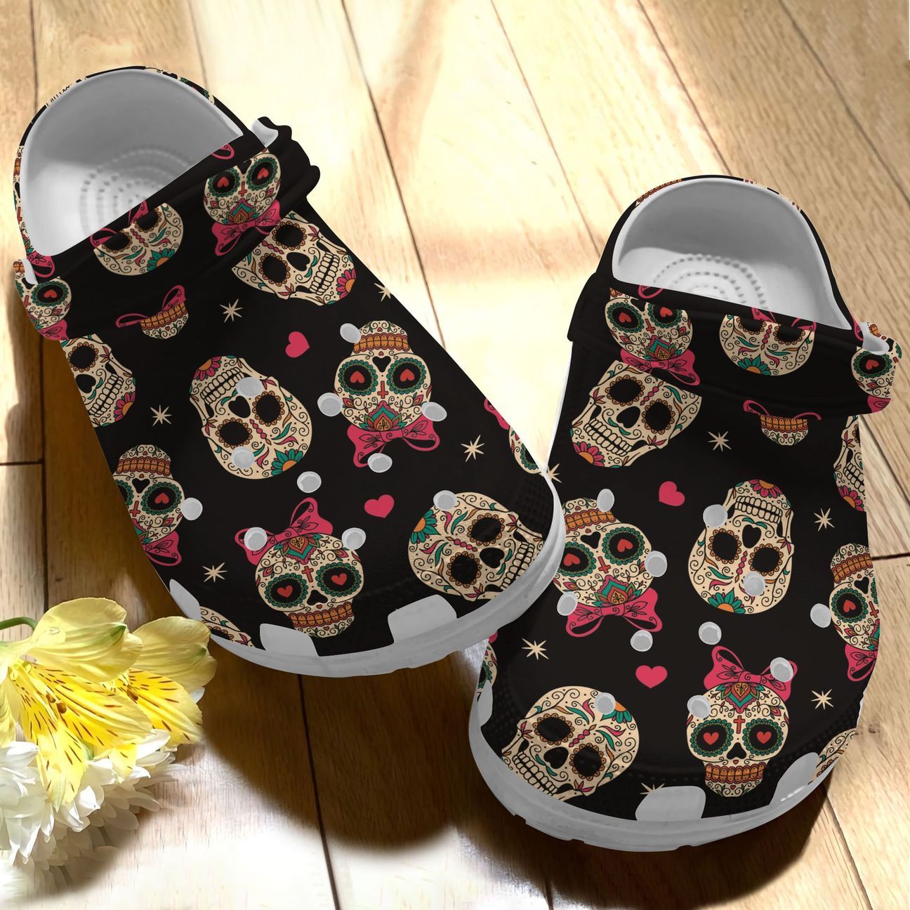 Skull Personalize Clog, Custom Name, Text, Fashion Style For Women, Men, Kid, Print 3D Sugar Skull Pattern