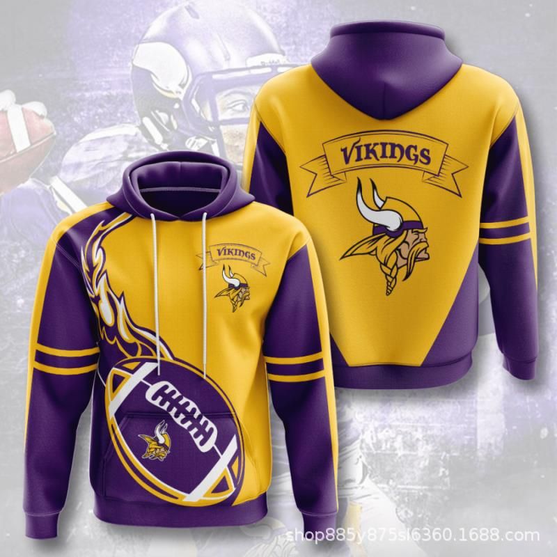 Fall/winter Minnesota Vikings men’s 3D digital printing hoodie