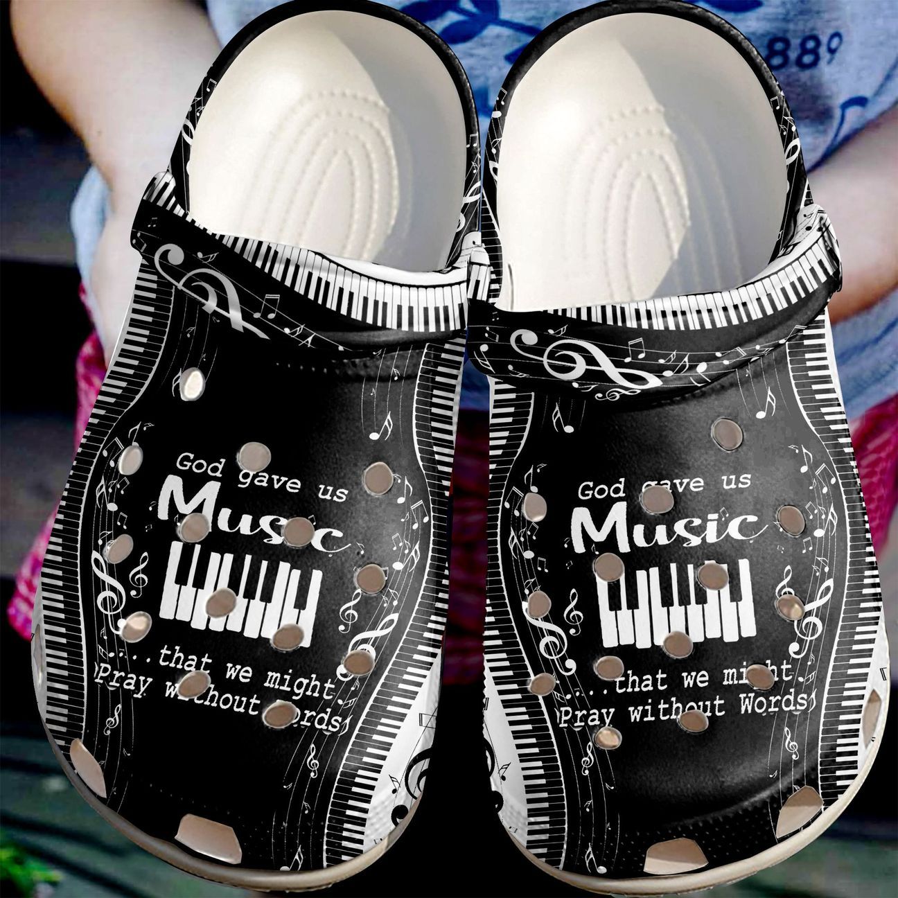 Piano Personalized Clog, Custom Name, Text, Color, Number Fashion Style For Women, Men, Kid, Print 3D Pray Without Words