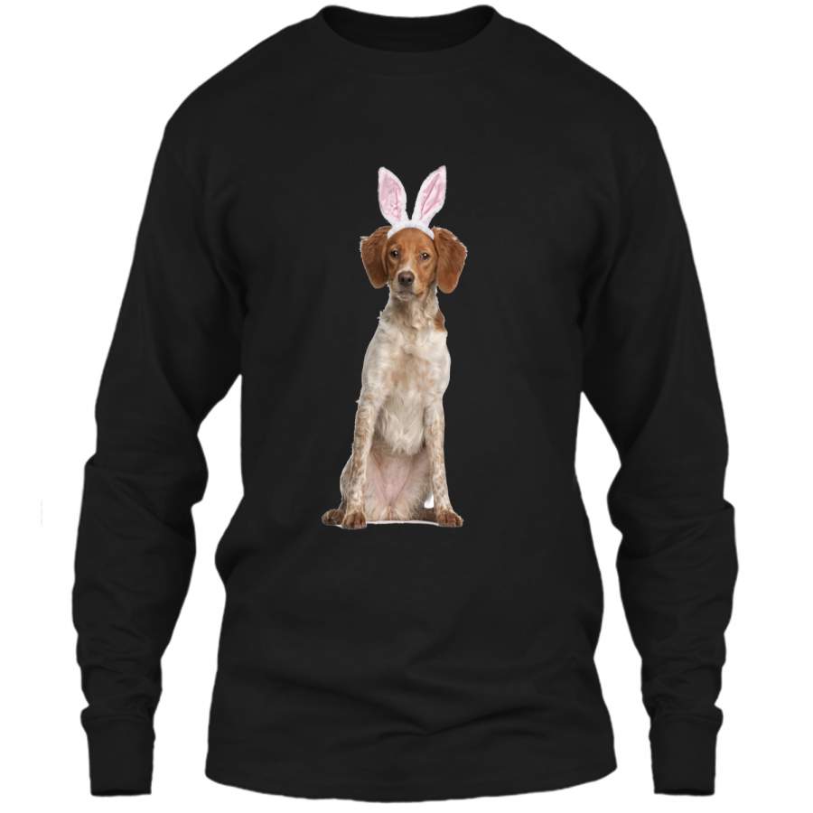 Brittany Wearing Easter Bunny Ears Dog T-Shirt LS Ultra Cotton Tshirt