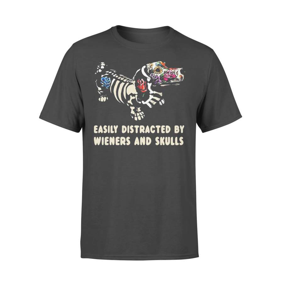 Easily Distracted By Wieners And Skulls Halloween T-shirt