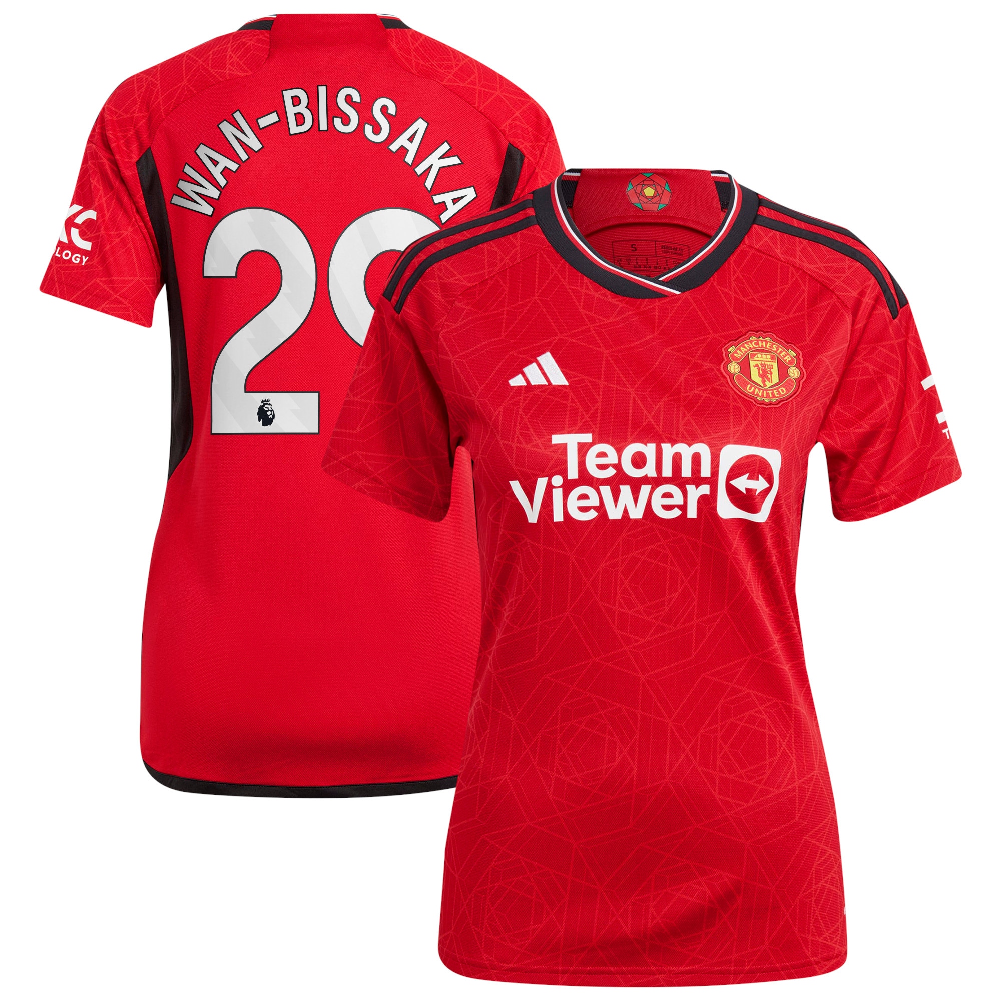 Aaron Wan-Bissaka Manchester United Women's 2023/24 Home Replica Player Jersey – Red