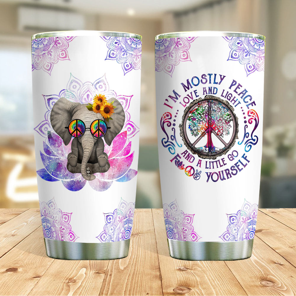 Hippie Elephant Mostly Peace Love Light Agmz0908007Z Stainless Steel Tumbler