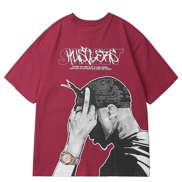 Tupac Rapper Printed Hip Hop Streetwear Loose Tees