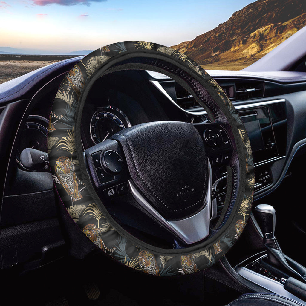 Vintage Tropical Tiger Pattern Print Car Steering Wheel Cover