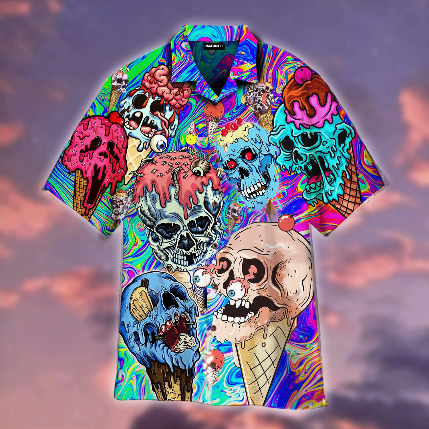 Clown Ice Cream Skull Hawaii Shirt Unisex Adult Ha11315